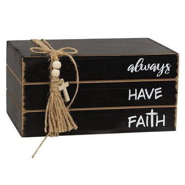 Always Have Faith Wooden Book Stack - The Fox Decor